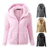 Winter Coat Solid Color Thicken Zipper Cardigan Patch Pockets Casual Plus Size Hooded Long Sleeves Winter Jacket for Work