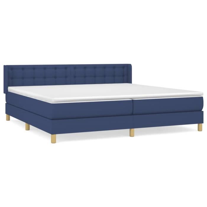 3130607 vidaXL Lit à sommier tapissier avec matelas Bleu 160x200 cm Tissu