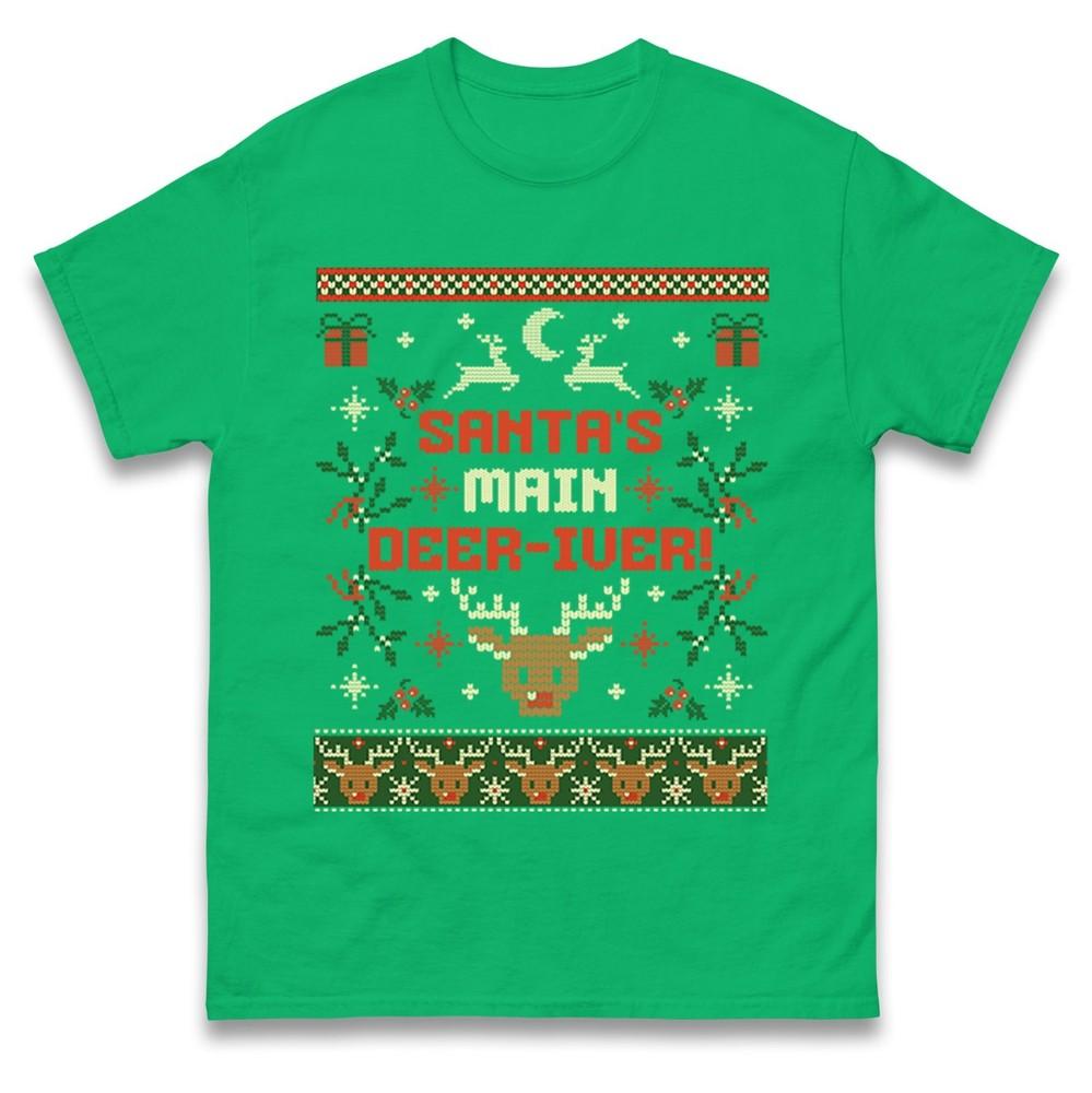 Funny Ugly Christmas T Shirt Santas Main DeerIver Xmas Reindeer Funny Tshirt