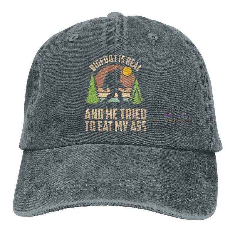 Bigfoot ist echt und er hat versucht, meinen Arsch zu fressen Baseballkappe Unisex Vintage Trucker-Hut Verstellbare Cowboyhüte für Herren Damen