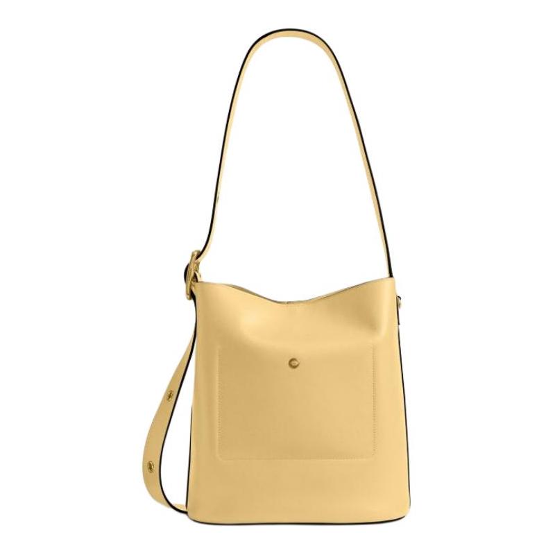 COACH Bleecker 28 Texture Design Cow Leather Bucket Bag Shoulder Bag Large Women's Yellow