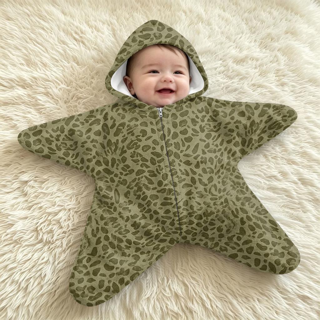 Infant Flannel Swaddle Blanket with Leopard and Polka Dot Print and, Sleep Sack Wrap, Cozy Travel Swaddle for Outdoor Use