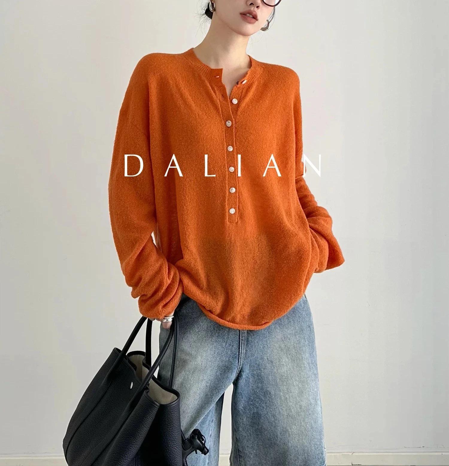 

Pumpkin Wool Knit Cardigan - Women s Autumn/Winter Korean Style Sweater with Lazy Feel One Size помаранчевий/гарбуз