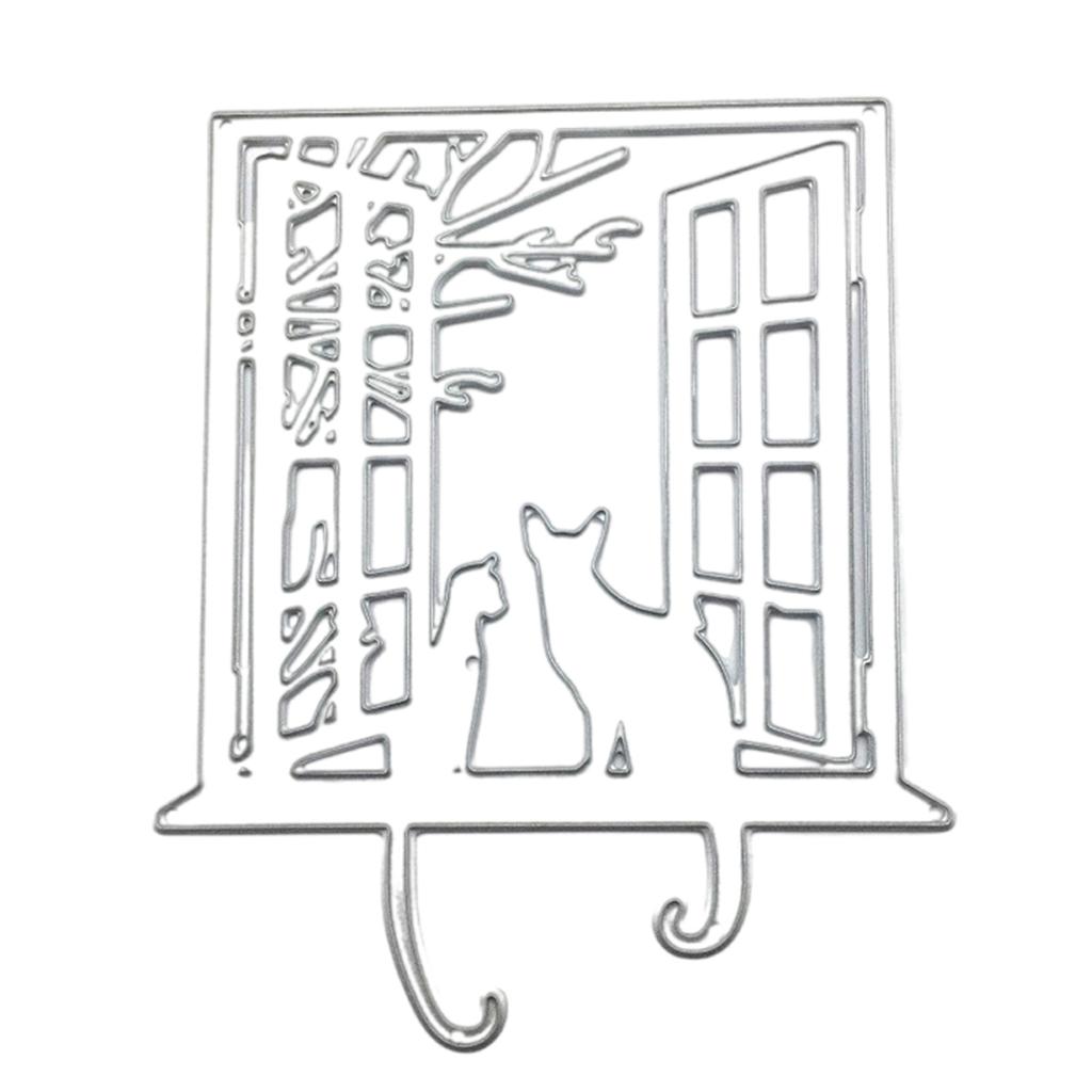 Carbon Steel Die Cut Window Cats Cutting Dies Templates Scrapbooking Embossing Tool for Card Making Paper Art Craft