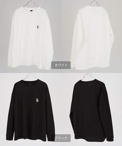 [IMPROVES] [SIDEWAYSTANCE] Long Sleeve Skater Bear Embroidered T-Shirt