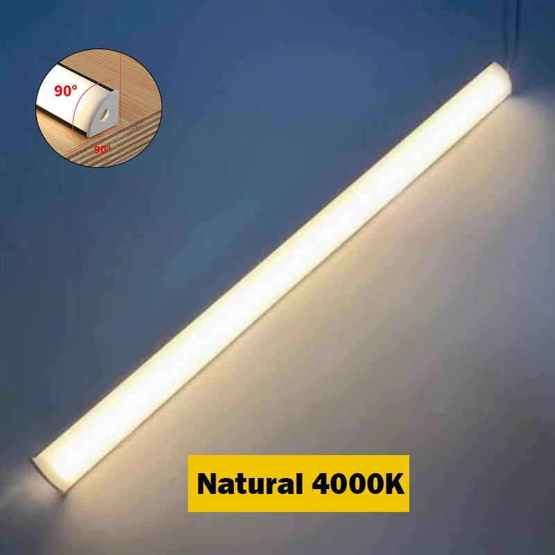 30/40/50CM 90° Lâmpada de Tubo Rígido LED DC12V Branco de Alto Brilho Natural Quente Alumínio Lâmpada LED para Armário Armário Cozinha Iluminação Noturna