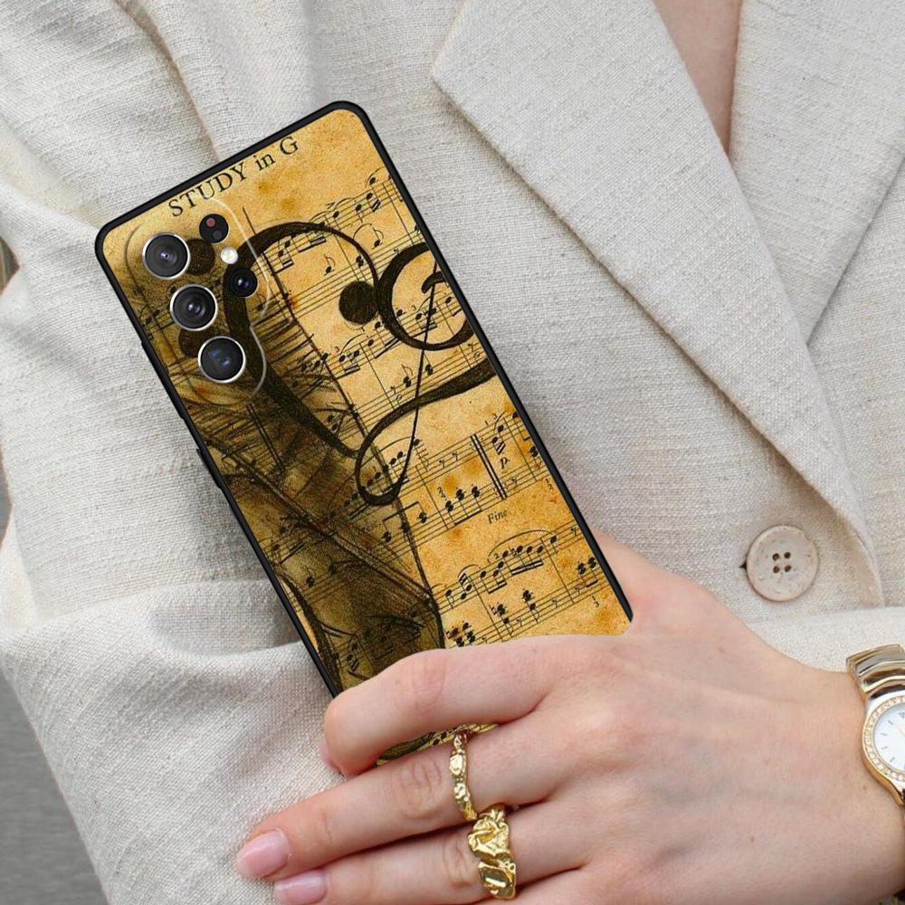 Piano Keys Vintage Music Notes Cell Phone Case for Samsung Galaxy S26 Ultra S25 S24 S23 S22 S21 S20 Note10 Cover