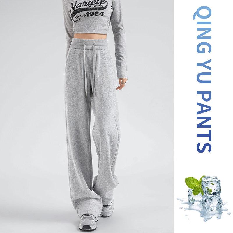 

Women s Petite Loose Straight Dark Blue Sweatpants - Casual Wide-Leg Pants for Summer to Winter 2025. XL - 118-130 lbs