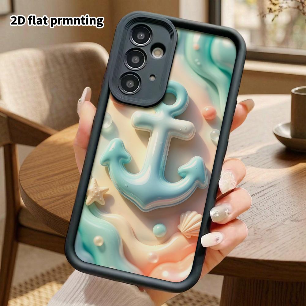 Phone Case: 2D Flat Design Suitable for Samsung Galaxy A34 A35 M05 M06 S20 S22 S21 FE Plus 5G Protective Case, Ocean Anchor, Perfect Christmas and Hal