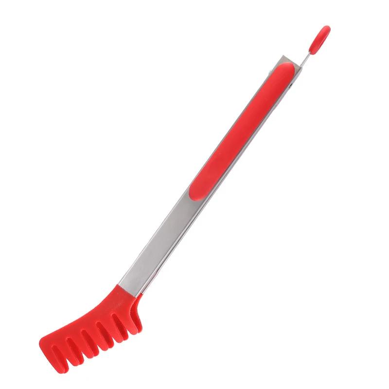 Pinza per Cibo in Acciaio Inossidabile e Silicone, Pinza per Barbecue Resistente al Calore e alle Scottature, Pinza Estesa per Pane, Strumento per Cottura in Cucina