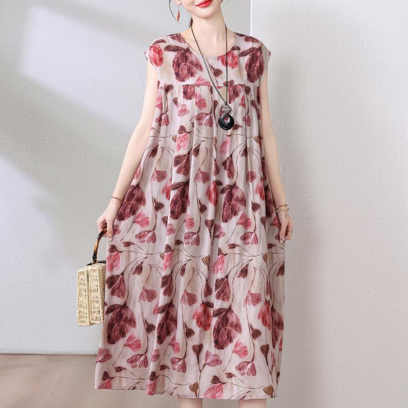 Rochie Vintage Vara Marime Plus Femeie Oversize Largi Fara Maneci Casual Elegant Rochii Lungi