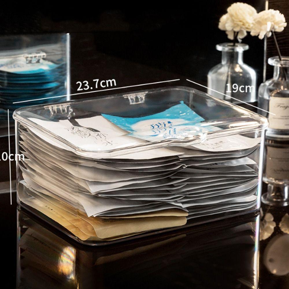 Acrylic Desktop Mask Storage Box Transparent Large Capacity Cosmetic Storage Case with Cover Dust-proof Sundries Organizer
