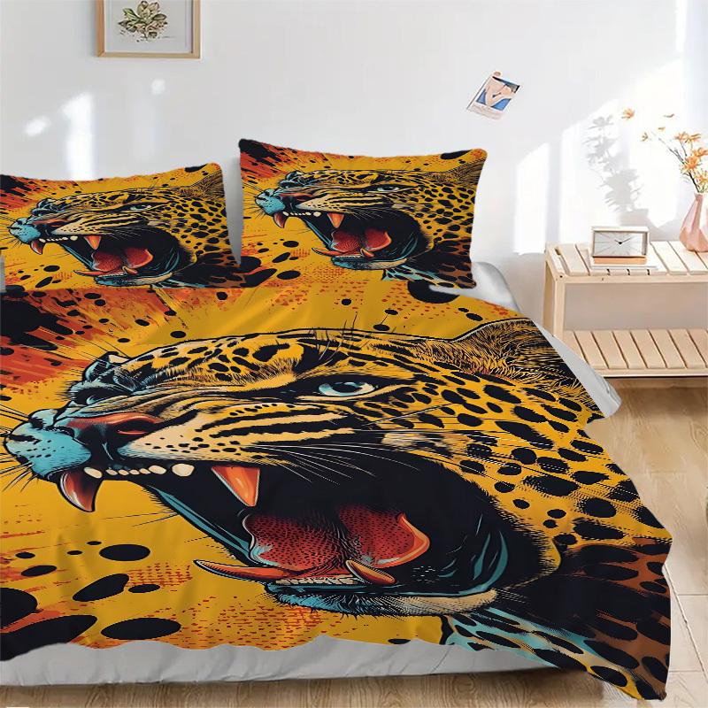 

3pcs Leopard Print Duvet Cover Set - Machine Washable, Includes 1 Cover and 2 Pillowcases, No Core Included yy251013149 135x200cm