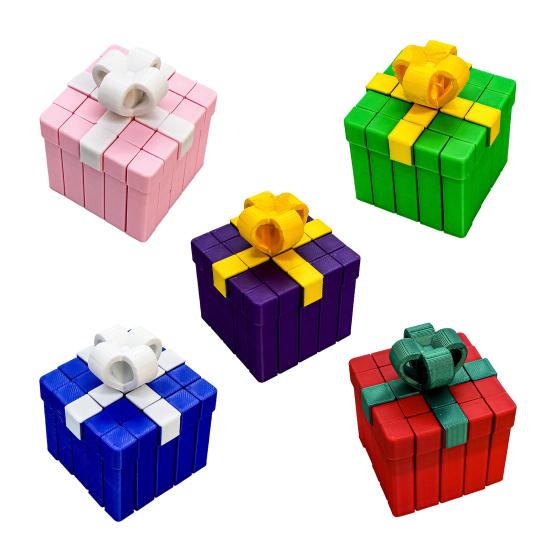 Gift Box Fidget Toy 3D Printed Christmas Ornament Transformable Gift Box Stress-Relieving Toy Stocking Stuffer for Teens And Adults Holiday Decoration