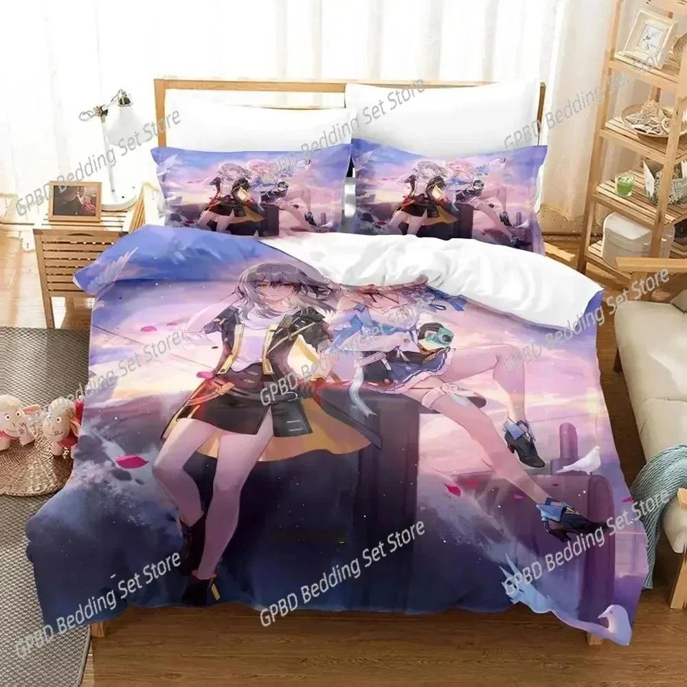 Luxury New 3D Print Anime Honkai Star Rail Bedding Set Duvet Cover Bed Set Quilt Cover Pillowcase Queen Adult Bedding Set