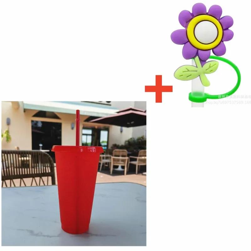480/700ML Sequin Glitter Straw Cup Plastic Cup with Lids and Straws Reusable Coffee Cups Mugs Bubble Tea Cup Party Bar Drinkware