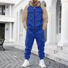 Men Color Block Zip Up Hoodie Cargo Pants 2 Piece Tracksuit Casual Sports Outfit Hooded Jacket Multi‑Pocket Jogger Trousers Set