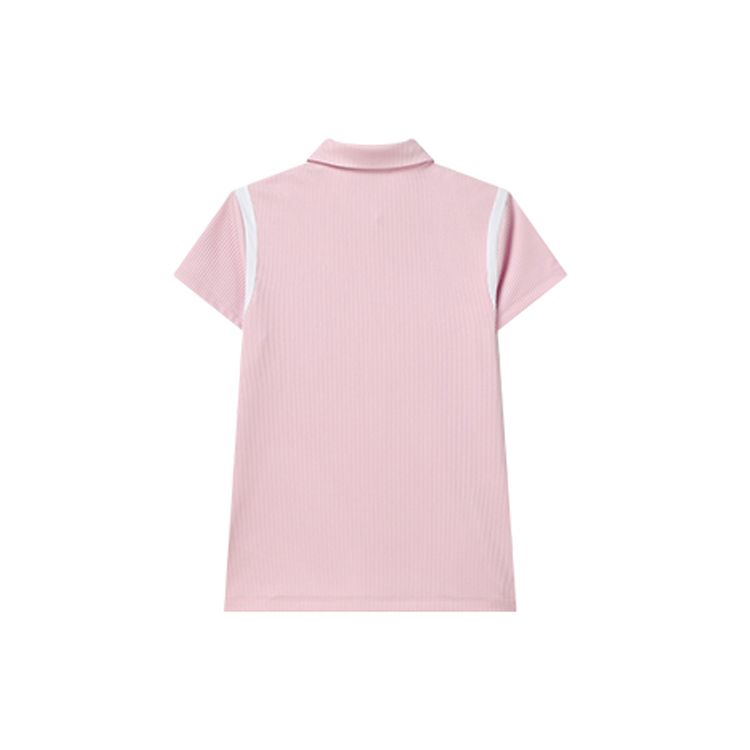 Fila Golf Knit Striped Casual Short Sleeve Polo Shirt Women Polo Shirts Debbie-Pink A11W225109F-LP