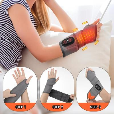 Electric Infrared Heating Wrap Wrist Massager Pad Wristband Bandage with 660 & 850nm Light 3 Levels Vibration Joint Relax
