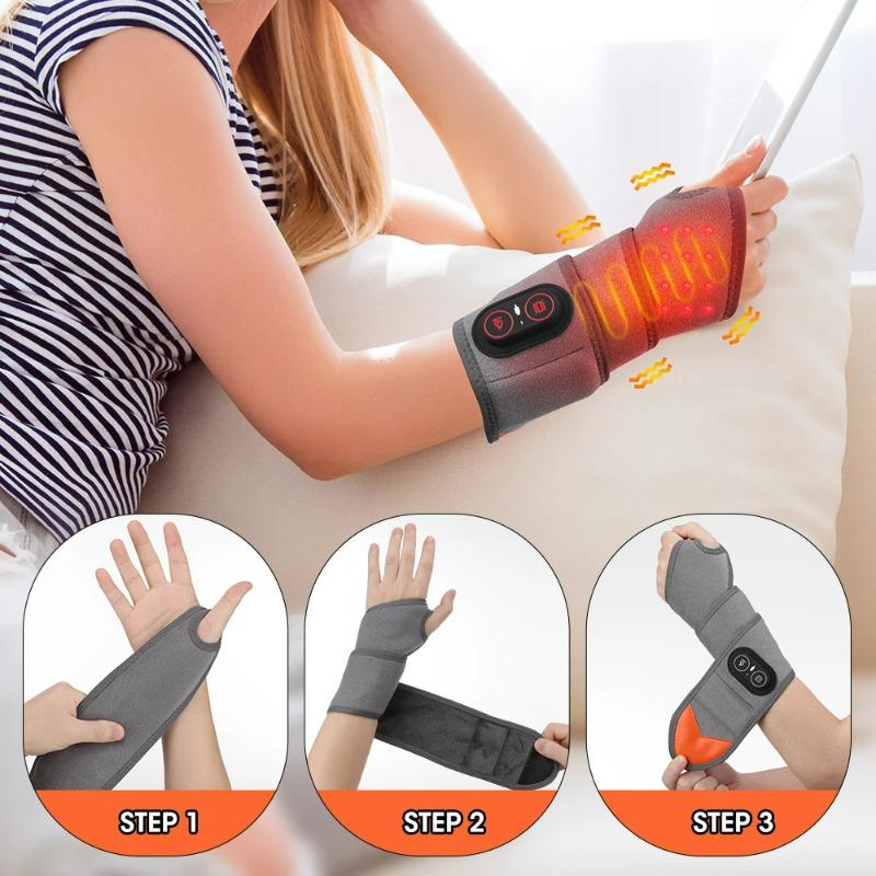 Electric Infrared Heating Wrap Wrist Massager Pad Wristband Bandage with 660 & 850nm Light 3 Levels Vibration Joint Relax