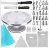 420 Piece Cake Decorating Supplies Set DIY Baking Tools Including Turntable Piping Spout Spatula All Stainless Steel