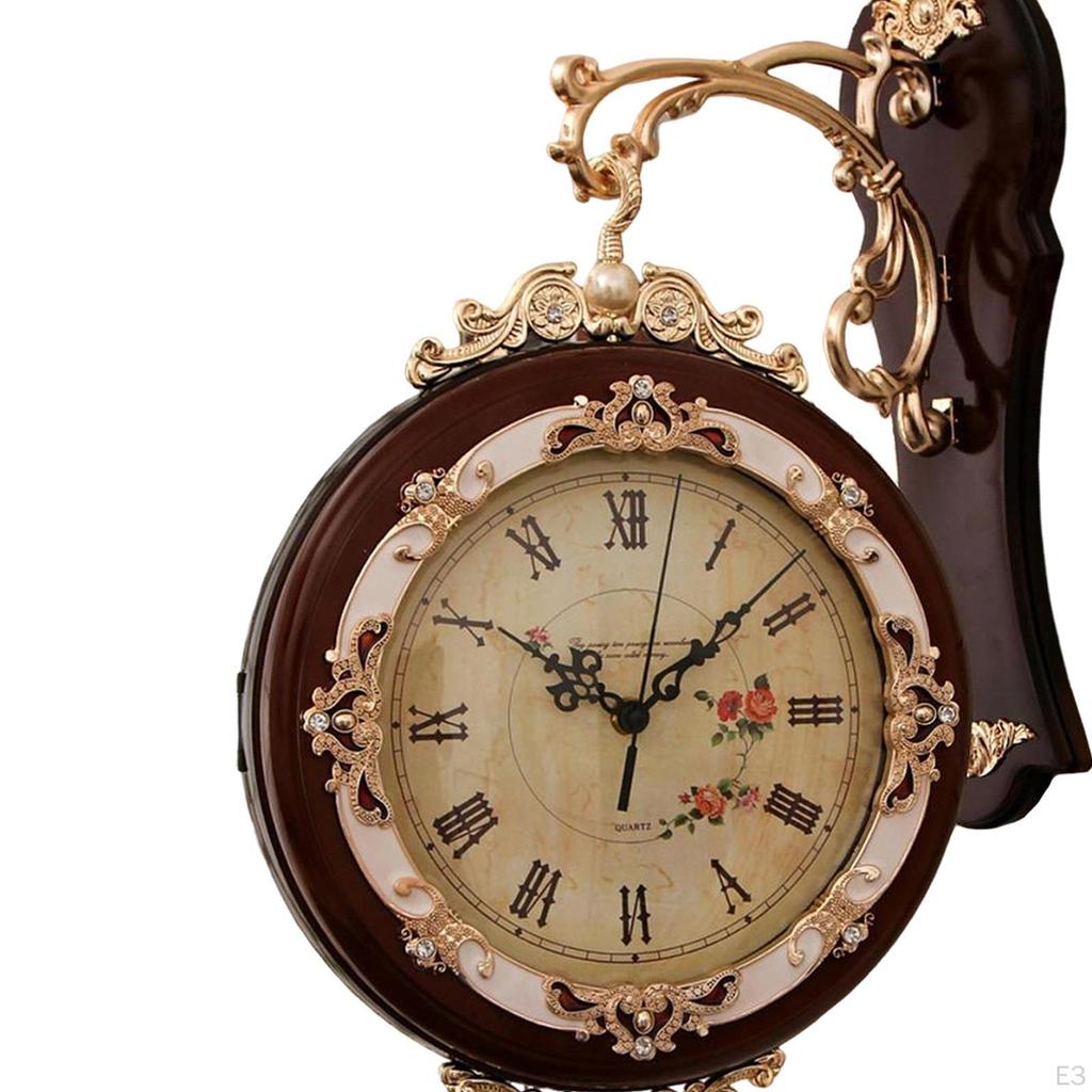 Double Sided Wall Clock Non Ticking Hanging Timekeeper for Home Decor