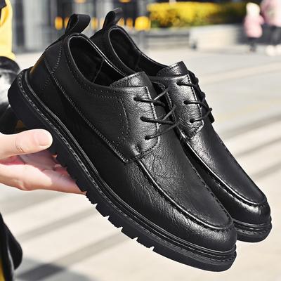 Fashion Men's Leather Shoes Luxury Minimalist Designer Style Leisure Business Office Dress Adult Quality Shoes Black Versatile New