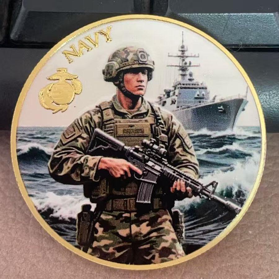 Сувенирная монета США. Коллекция памятных монет Военно-морского флота золотой