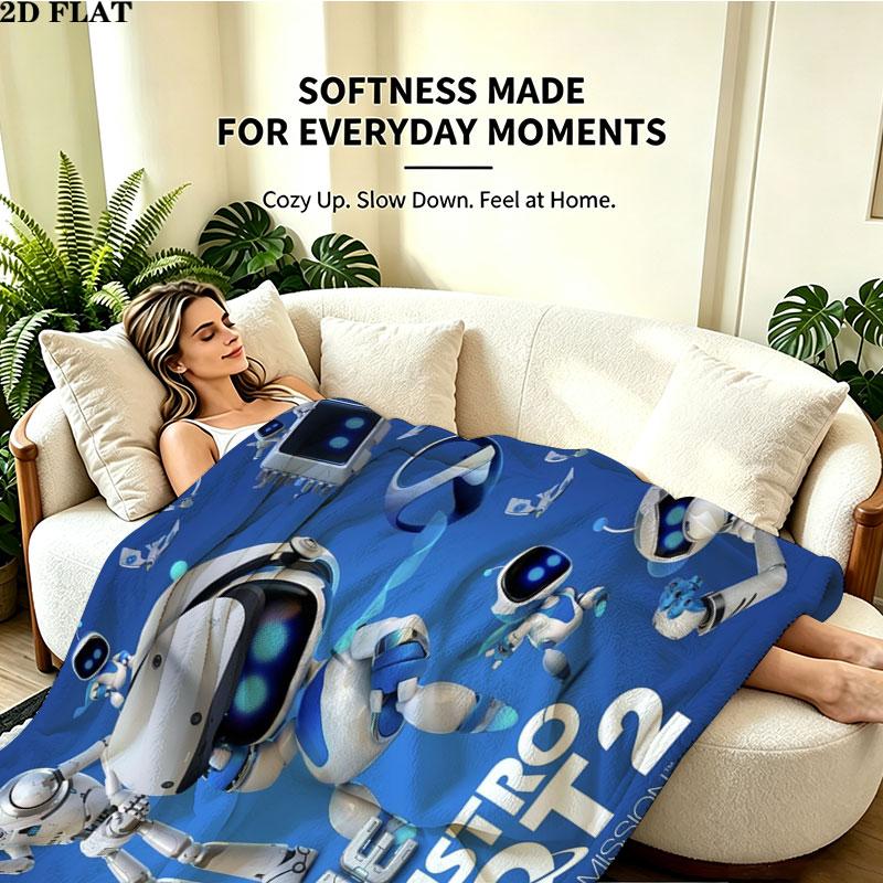 1PC ASTRO BOT Custom Name Patterned Flannel Blanket Suitable For All Seasons for Home Decor Warmth and Comfort Gifts Holiday Present