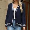 Podzimní a zimní svetr Hvězdná výšivka Pletený zapínání na knoflíky Oversized svetr jednořadý Dámský unisex svetr