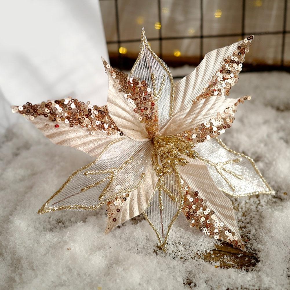 Crăciun Poinsettia Floare cu Sclipici Agățat Decor Pom de Crăciun