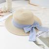 Korean-Style Sweet Bow-Knot Ribbon Flat-Top Wide-Brimmed Beach Hat Face-Slimming Everyday Wear Women's Sun Hat