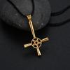 Kinitial Retro Inverted Pentagram Cross Necklaces Upside Down Lucifer Satan Satanic Symbol Pendant Necklace for Man Punk Jewelry