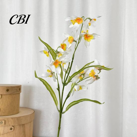 Silk Flowers for Wedding Arrangements Artificial Small Cymbidium Flowers, Faux Long Stem Fake Realistic Fresh Style Botanical Decor Home Table