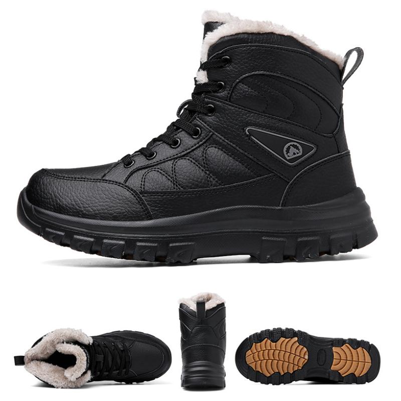 Men's Padded Cold Warm Anti-fatigue Thickened Footbed Soft Elastic Comfortable Waterproof Shock Absorption Non-slip Leisure Snow Boots Cotton Shoes
