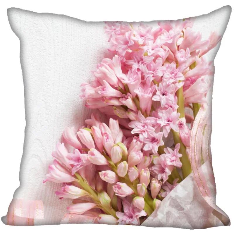 Hyacinth Flowers Pillow Case For Home Decorative Satin Pillows Cover Invisible Zippered Throw PillowCases 45X45cm 11-4