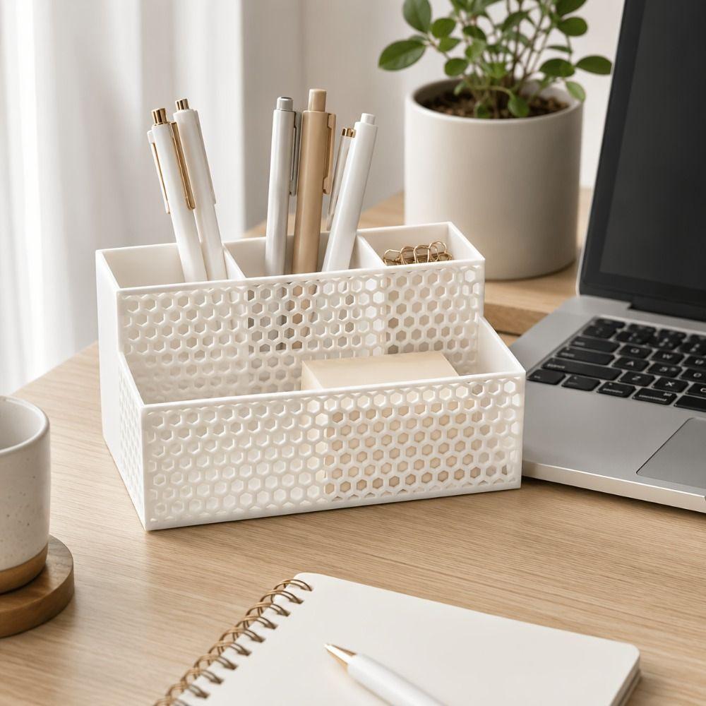 Large Capacity Storage Box Hollowed-out Pen Holder Office Supplies Makeup Holder Desk Supplies