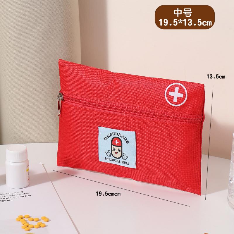 Portable First Aid Storage Bag Oxford Cloth Medicine Organizer Pouch With Zipper Compartments For Home Travel Outdoor Daily Use Small Items