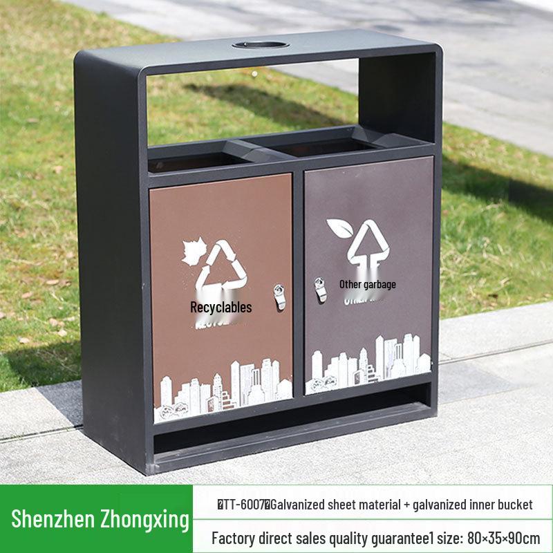Stainless Steel Outdoor Trash Can: Large Sanitation Bin for Fruit Peels and Waste