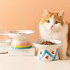 Flat/Slanted Mouth Cat Elevated Bowl Handmade Pet Food Bowl Cute Cat Bowl  for Feeding