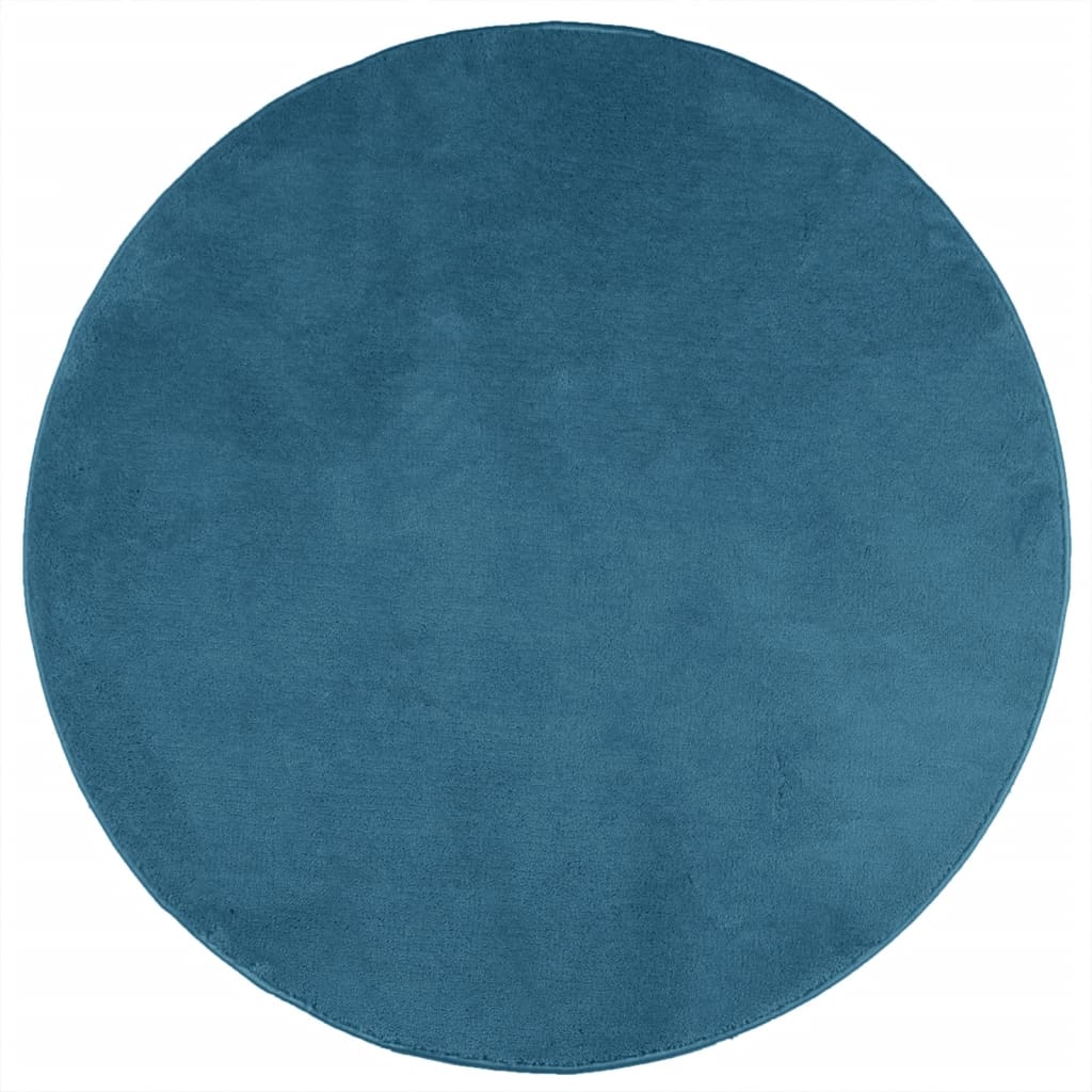 OVIEDO Short Pile Rug In Turquoise Ø 120 Cm