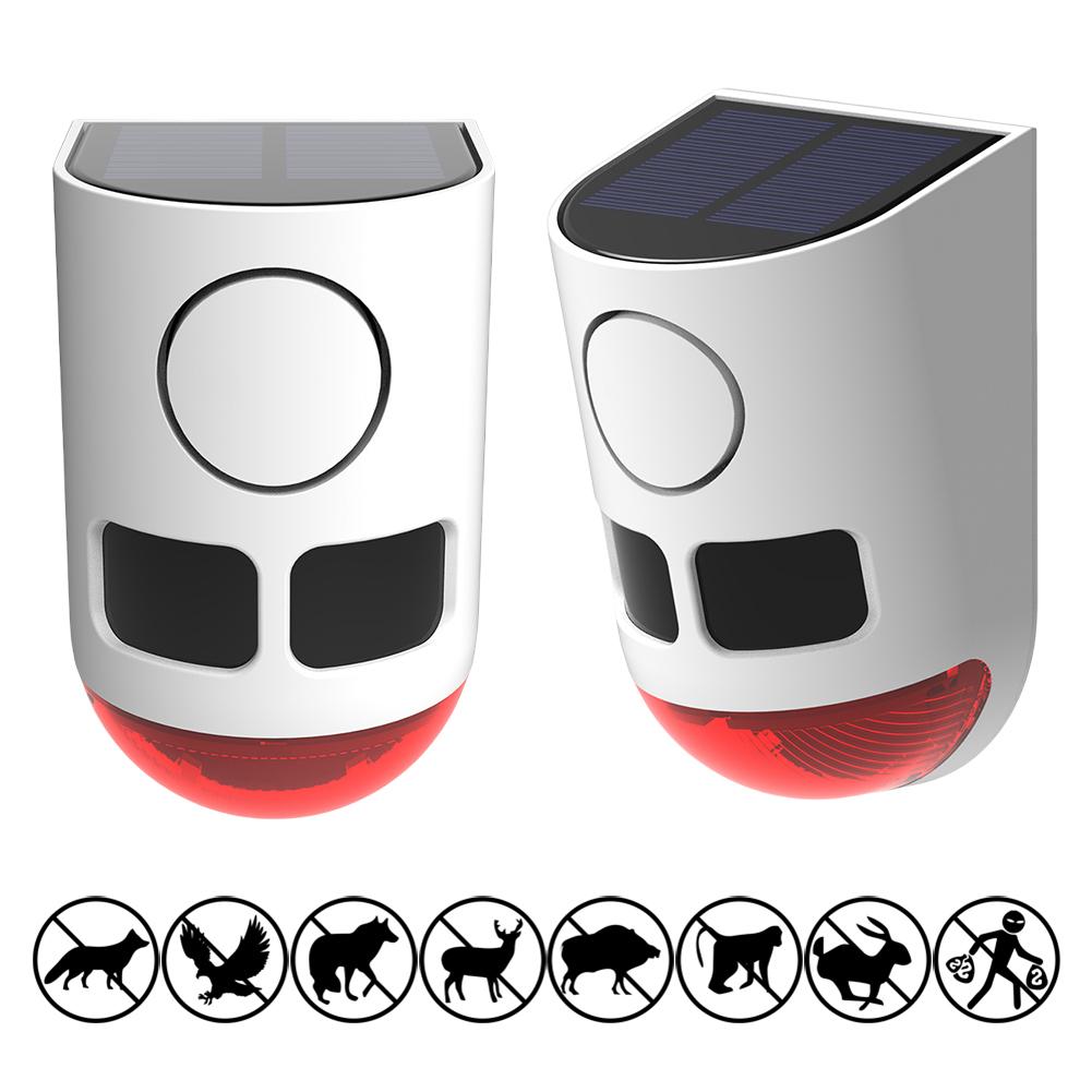 Solar Infrared Motion Sensor Alarm with Flashing Light To Deter Raccoon Deer Skunk Bear Coyote for Yard Farm Garden