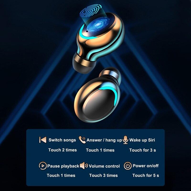 F9 TWS Wireless Earphones 9D Sound Noise Cancelling HiFi Headset Bluetooth 5.2 Waterproof Sports Earbuds Headphone Touch Control