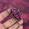 Faceted Kashmir Ruby Pendant Copper Wire Wrapped Jewelry Beetle Gemstone Pendant