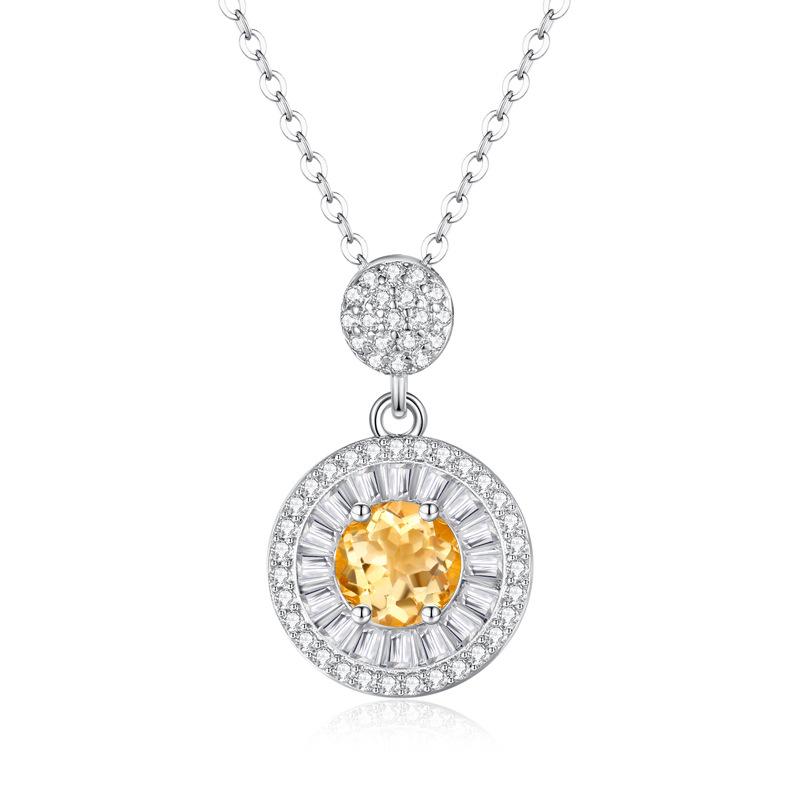 Natural colored treasure spar pendant s925 sterling silver non-fading necklace women's premium design clavicle chain