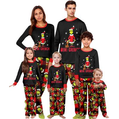 Weihnachtsdruck Süßes Familienset Schlafanzug, Hauskleidung, Familienset Langarm Oberteil Hosen Set