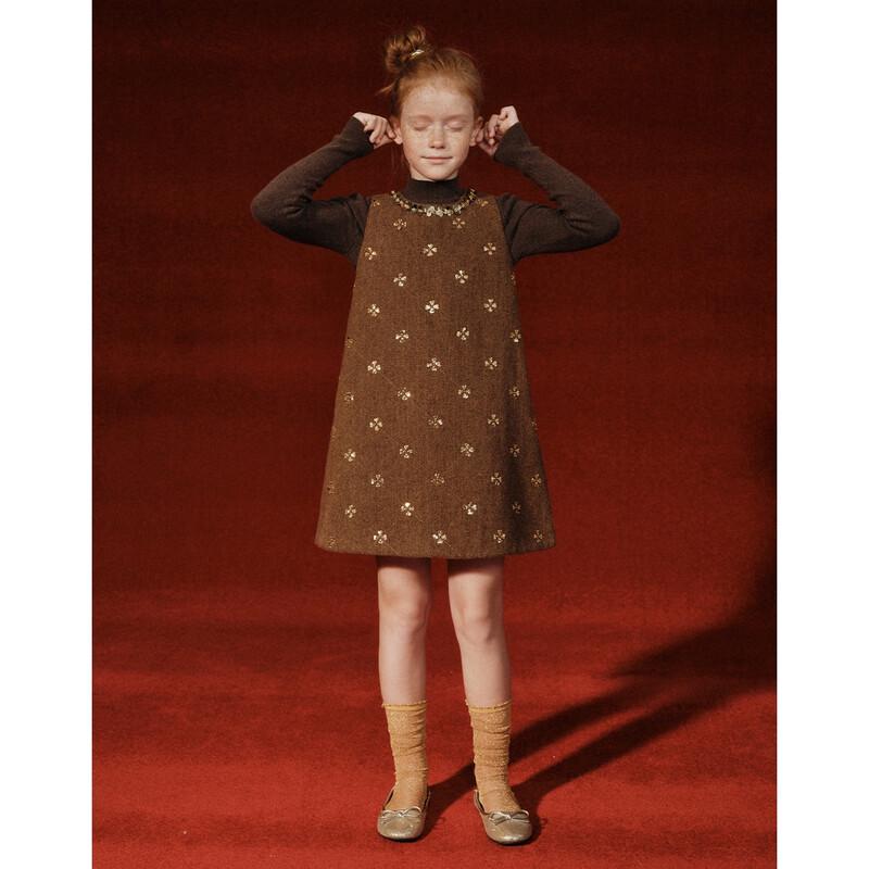 ELLE KIDS Girls' Sequin Beaded Wool Vest Dress