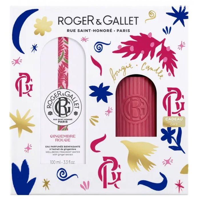 Coffret Eau Parfumée - Roger &amp; Gallet - Gingembre Rouge - 100 ml - Bougie parfumée 75 g - Édition limitée