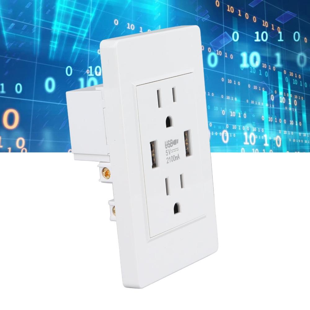 10A USB Wall Outlet White AC USB Outlet Durable Charging Power Outlet Home