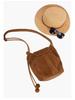 2026 Matte Suede Bucket Single-shoulder Bag for Women Vintage Simple Cow Leather Female Daily-use Purse Crossbody Bag Brown